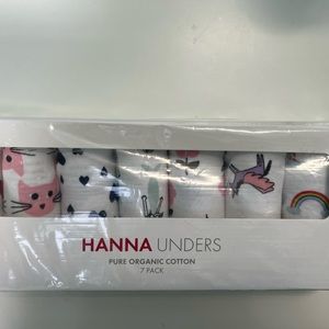 New 7-pack of Hanna Andersson organic cotton underwear, size medium ages 6 to 8.